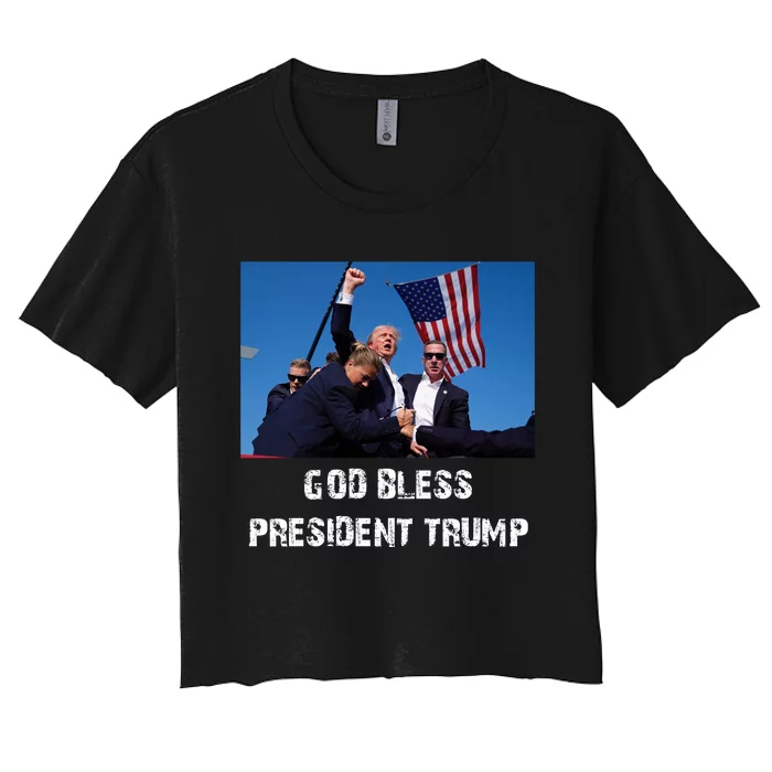 God Bless President Trump Women's Crop Top Tee