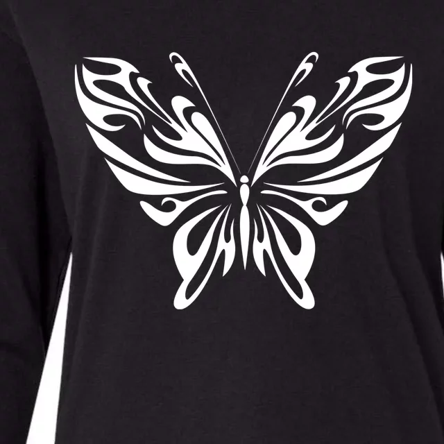 Grunge Butterfly Pattern Womens Cotton Relaxed Long Sleeve T-Shirt