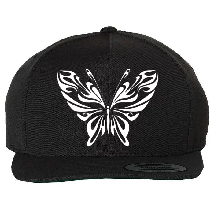 Grunge Butterfly Pattern Wool Snapback Cap