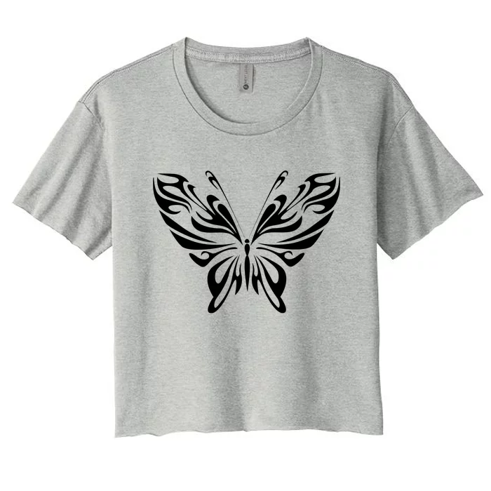 Grunge Butterfly Pattern Women's Crop Top Tee