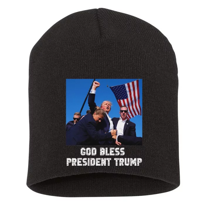 God Bless President Trump 2024 Patriot Short Acrylic Beanie