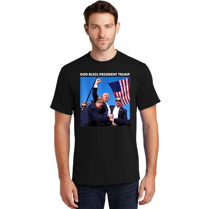 God Bless President Trump Shooting At Donald Trump Rally Tall T-Shirt