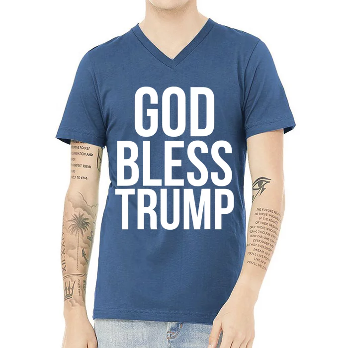 God Bless President Donald Trump V-Neck T-Shirt