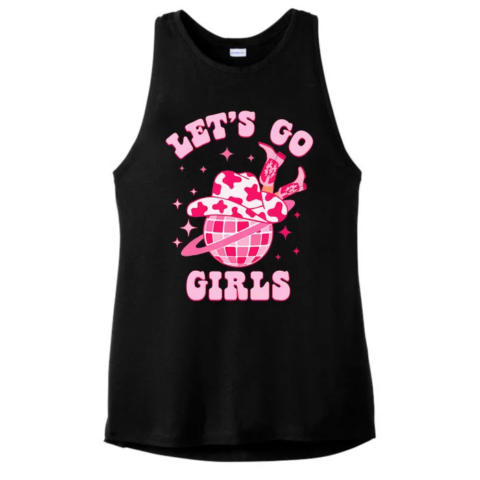 Groovy Bachelorette Party Lets Go Western Cowgirl Ladies Tri-Blend Wicking Tank