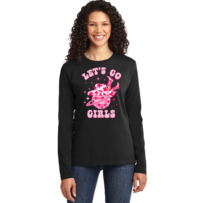 Groovy Bachelorette Party Lets Go Western Cowgirl Ladies Long Sleeve Shirt