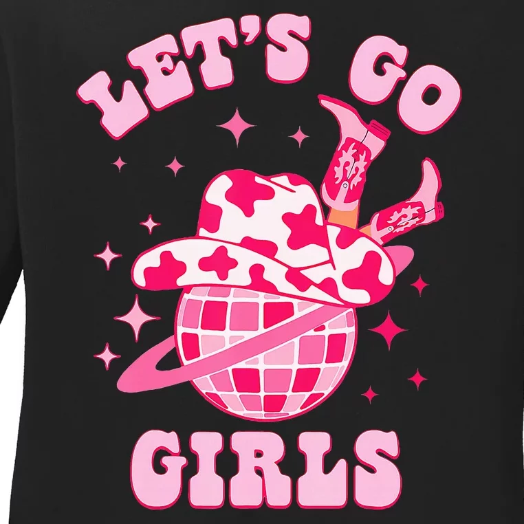 Groovy Bachelorette Party Lets Go Western Cowgirl Ladies Long Sleeve Shirt