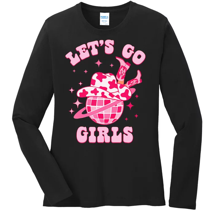 Groovy Bachelorette Party Lets Go Western Cowgirl Ladies Long Sleeve Shirt