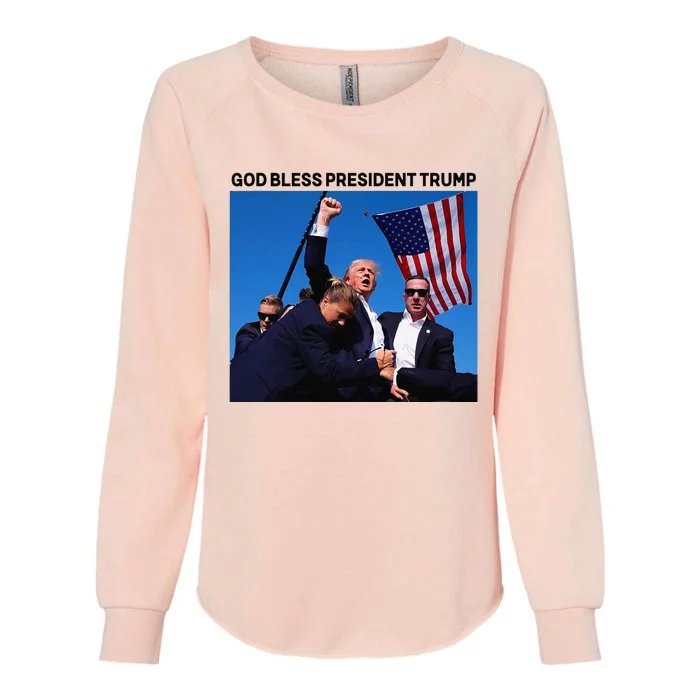 God Bless President Trump Shooting At Donald Trump Rally Womens California Wash Sweatshirt