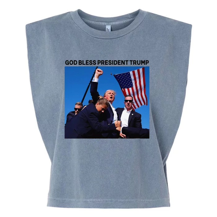 God Bless President Trump Shooting At Donald Trump Rally Garment-Dyed Women's Muscle Tee