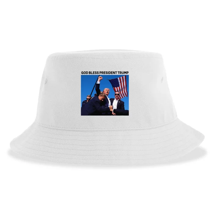 God Bless President Trump Shooting At Donald Trump Rally Sustainable Bucket Hat