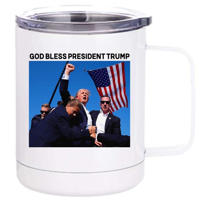 God Bless President Trump Shooting At Donald Trump Rally Front & Back 12oz Stainless Steel Tumbler Cup