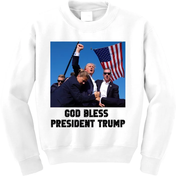 God Bless President Trump Donald Trump 2024 Kids Sweatshirt