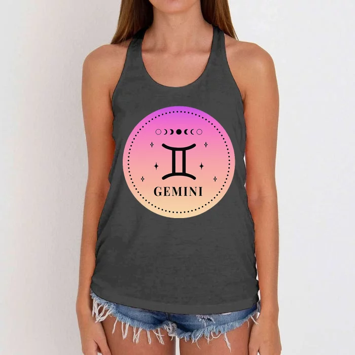 Gemini Birthday Present Wo Zodiac Sign Gemini Women's Knotted Racerback Tank