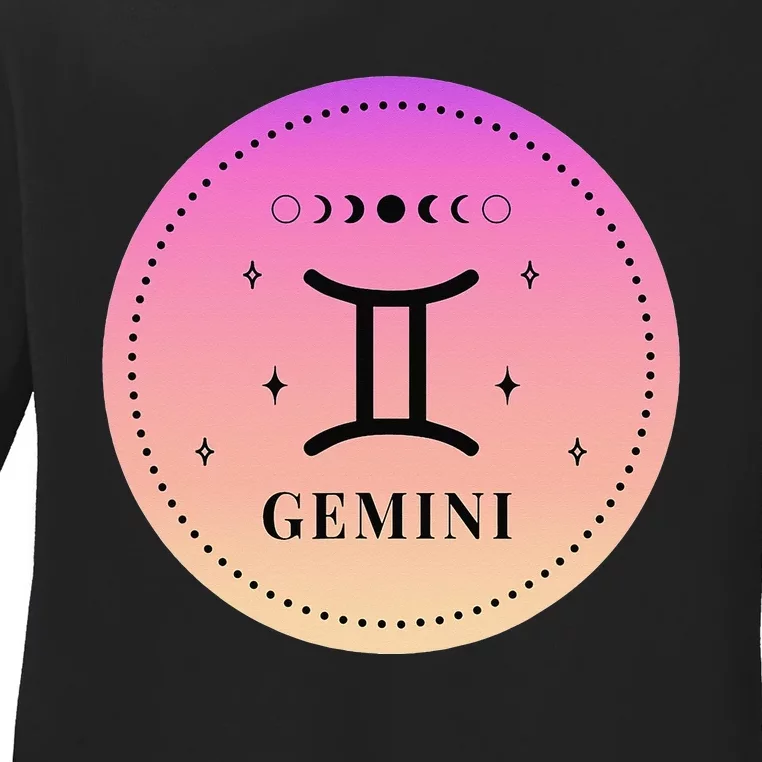 Gemini Birthday Present Wo Zodiac Sign Gemini Ladies Long Sleeve Shirt