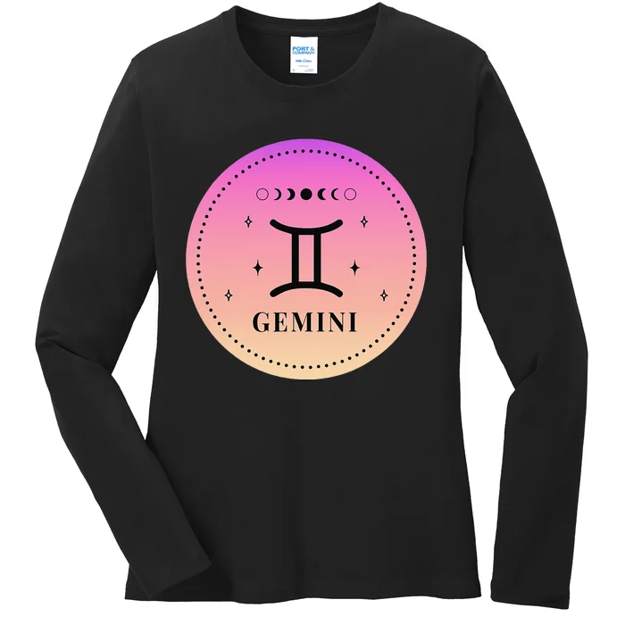 Gemini Birthday Present Wo Zodiac Sign Gemini Ladies Long Sleeve Shirt