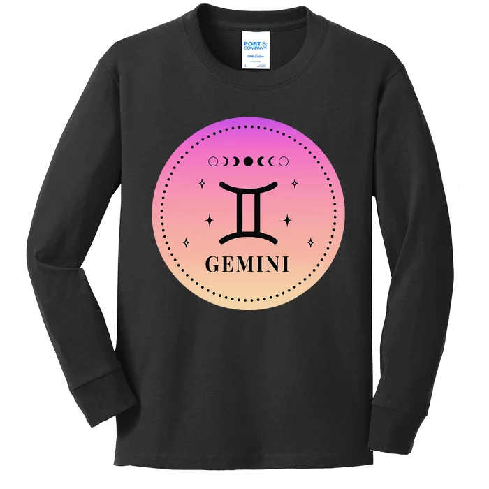 Gemini Birthday Present Wo Zodiac Sign Gemini Kids Long Sleeve Shirt