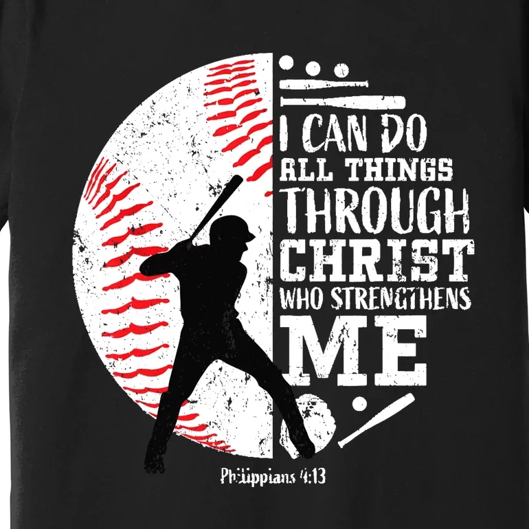 Gifts Baseball Players Teens Boy Christian Bible Verse Premium T-Shirt