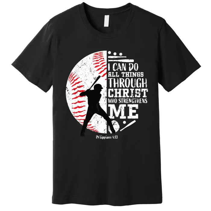 Gifts Baseball Players Teens Boy Christian Bible Verse Premium T-Shirt