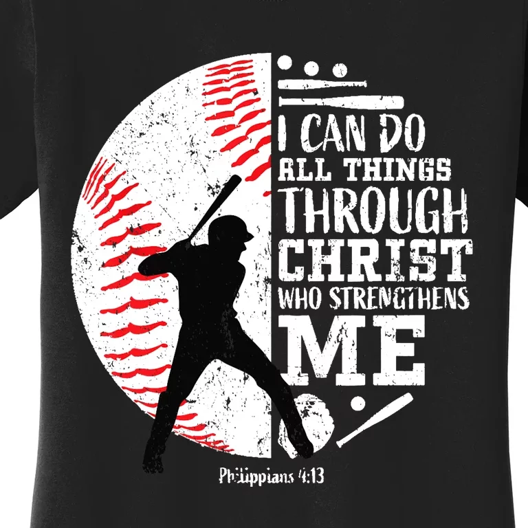 Gifts Baseball Players Teens Boy Christian Bible Verse Women's T-Shirt