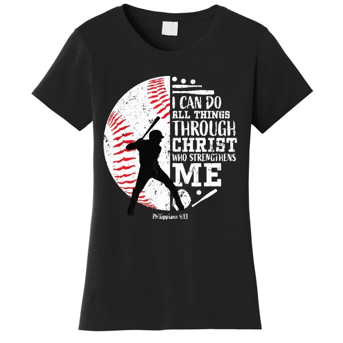 Gifts Baseball Players Teens Boy Christian Bible Verse Women's T-Shirt