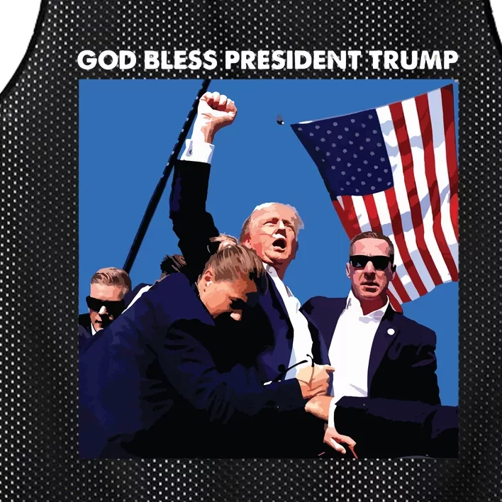 God Bless President Trump Shooting At Donald Trump Rally Mesh Reversible Basketball Jersey Tank