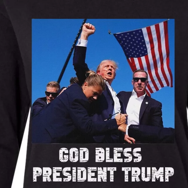 God Bless President Trump 2024 Patriot Womens Cotton Relaxed Long Sleeve T-Shirt