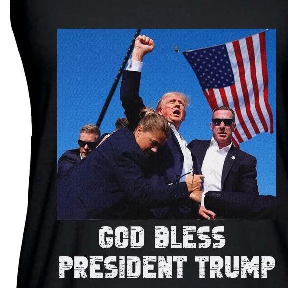 God Bless President Trump 2024 Patriot Ladies Essential Flowy Tank