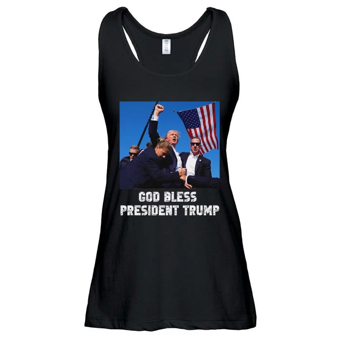 God Bless President Trump 2024 Patriot Ladies Essential Flowy Tank