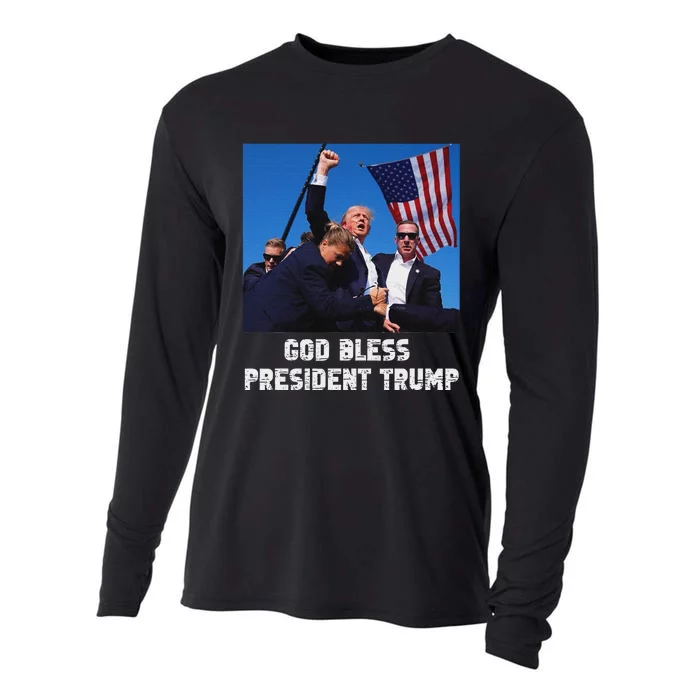 God Bless President Trump 2024 Patriot Cooling Performance Long Sleeve Crew