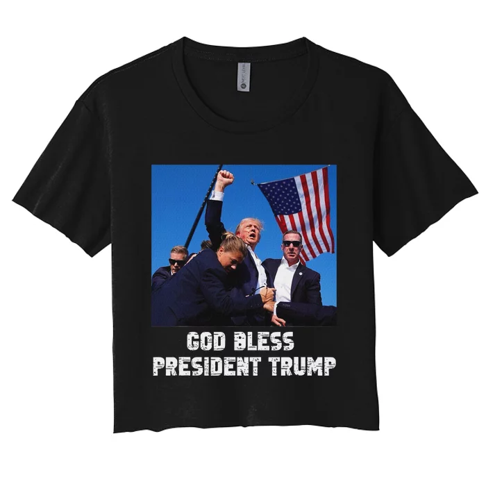 God Bless President Trump 2024 Patriot Women's Crop Top Tee