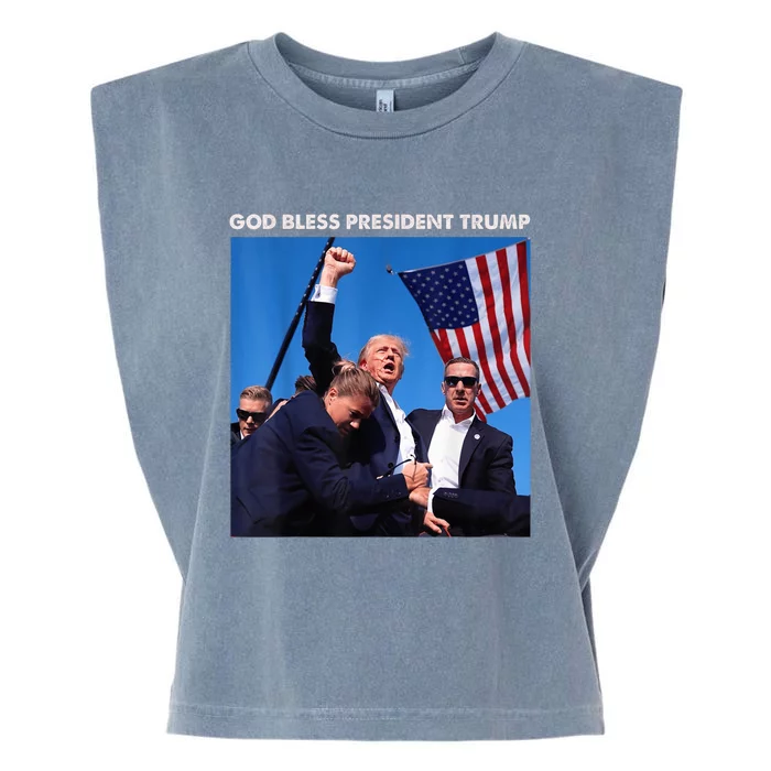 God Bless President Trump Shooting At Donald Trump Rally 2024 Garment-Dyed Women's Muscle Tee