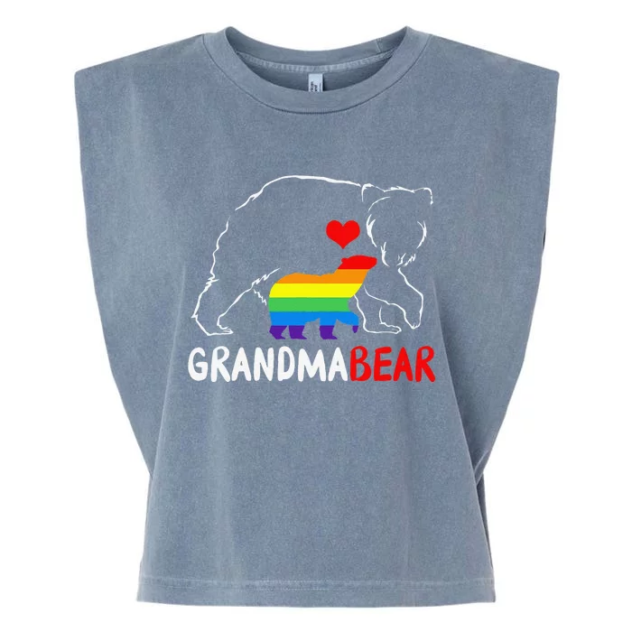 Grandma Bear Proud Mom Mama Rainbow LGBT Pride Mother Day Garment-Dyed Women's Muscle Tee