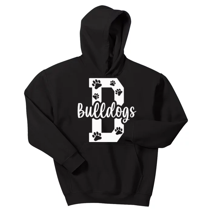 Go Bulldogs Pawprint School Mascot Spirit Football Kids Hoodie