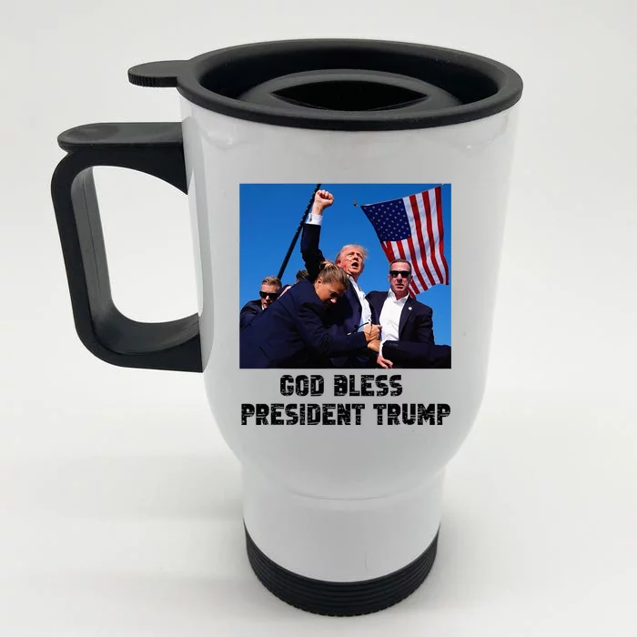 God Bless President Trump Donald Trump 2024 Front & Back Stainless Steel Travel Mug