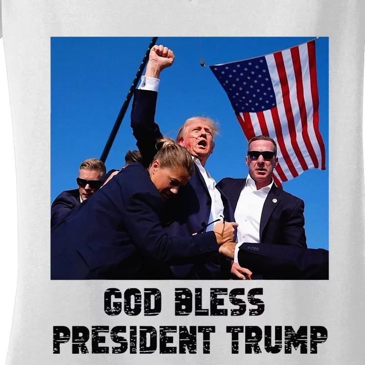 God Bless President Trump Donald Trump 2024 Women's V-Neck T-Shirt