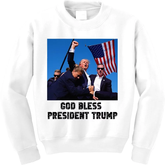 God Bless President Trump Donald Trump 2024 Kids Sweatshirt