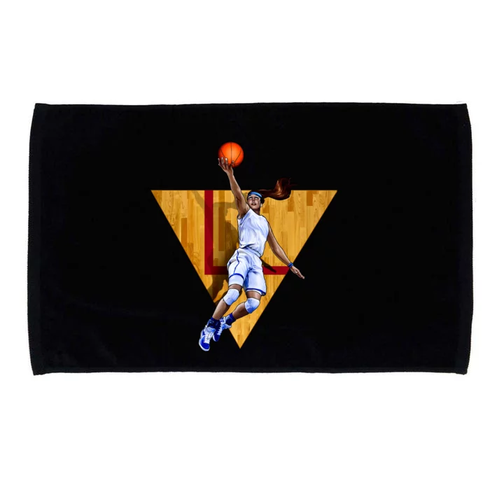 Girl Basketball Player Layup In Action Microfiber Hand Towel