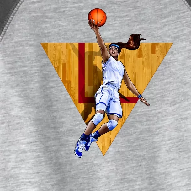 Girl Basketball Player Layup In Action Toddler Fine Jersey T-Shirt