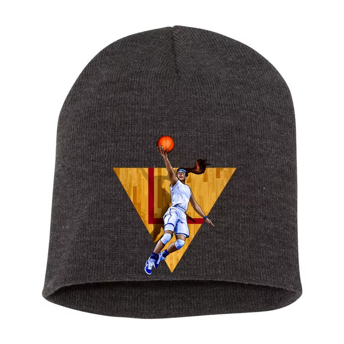 Girl Basketball Player Layup In Action Short Acrylic Beanie