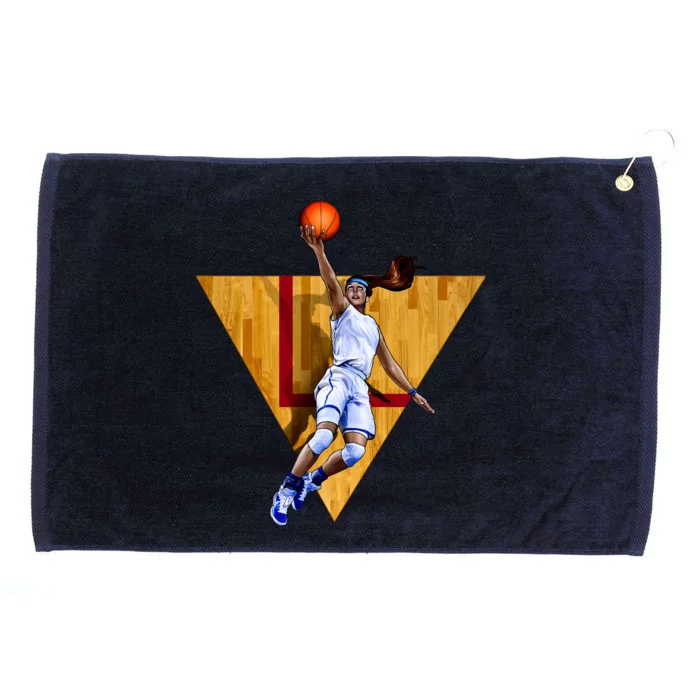 Girl Basketball Player Layup In Action Grommeted Golf Towel