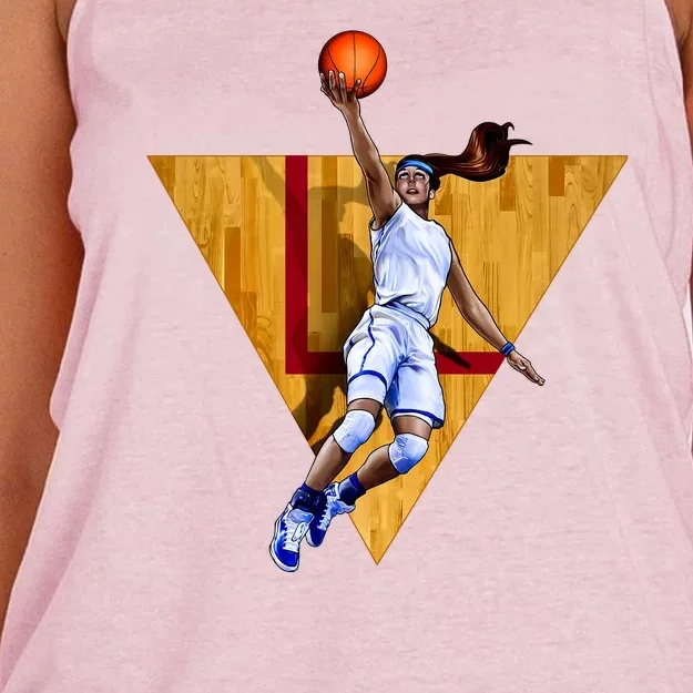 Girl Basketball Player Layup In Action Women's Knotted Racerback Tank