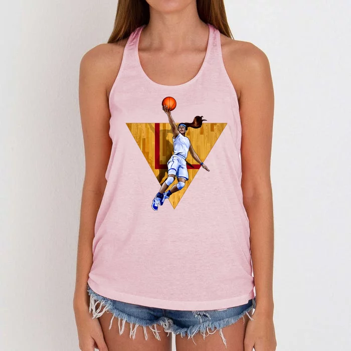 Girl Basketball Player Layup In Action Women's Knotted Racerback Tank