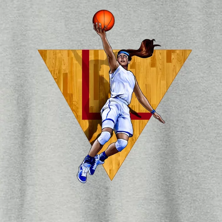 Girl Basketball Player Layup In Action Women's Crop Top Tee