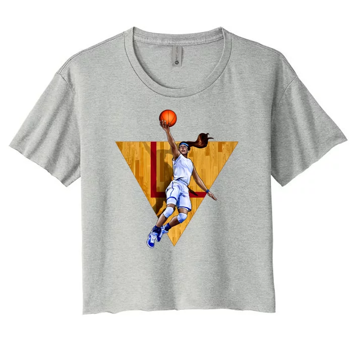 Girl Basketball Player Layup In Action Women's Crop Top Tee