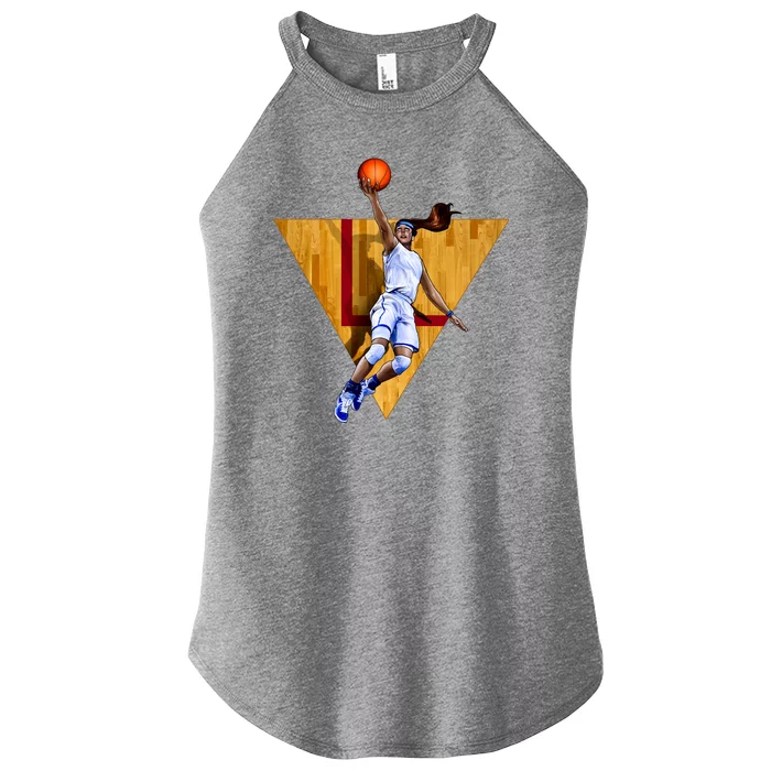 Girl Basketball Player Layup In Action Women’s Perfect Tri Rocker Tank