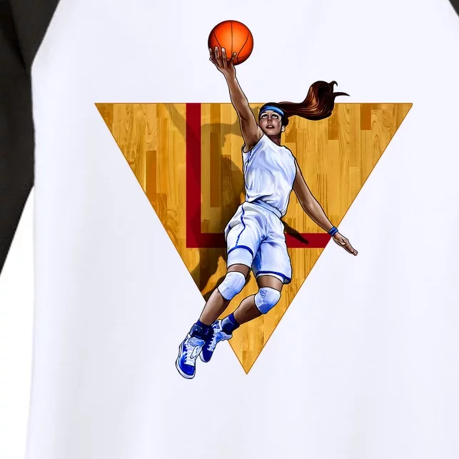 Girl Basketball Player Layup In Action Women's Tri-Blend 3/4-Sleeve Raglan Shirt