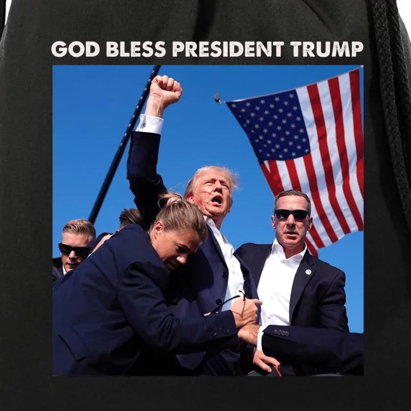 God Bless President Trump Trending Trump Was Just Shot At Pennsylvania Drawstring Bag