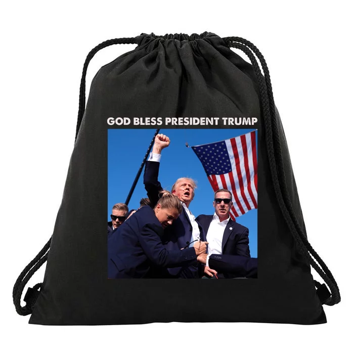 God Bless President Trump Trending Trump Was Just Shot At Pennsylvania Drawstring Bag