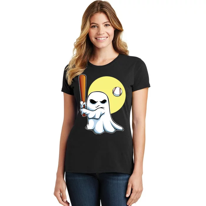 Ghost Baseball Player Lazy Halloween Costume Cute Sport Women's T-Shirt