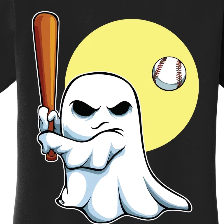 Ghost Baseball Player Lazy Halloween Costume Cute Sport Women's T-Shirt